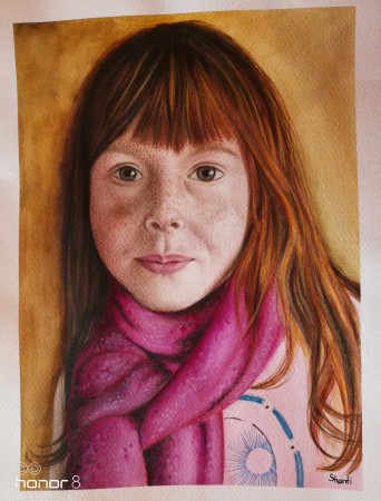 Žubrienka prvá /akvarel, pastelky/ A4
